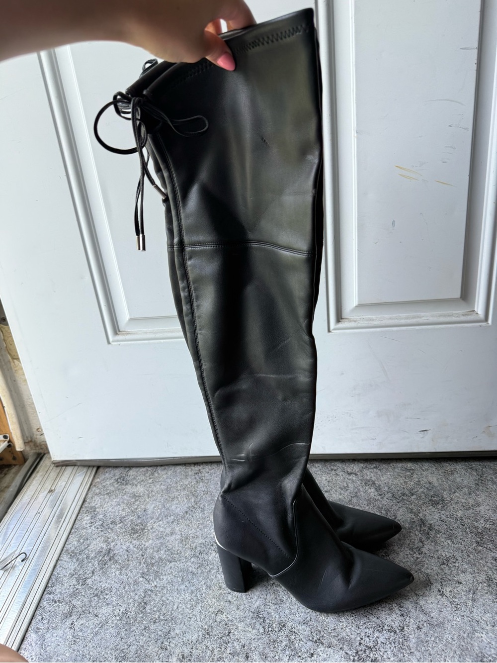 Marc Fisher Over The Knee Black Leather Boots